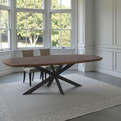 Table à manger bois brun bords arrondis 280 cm CORTINA (1/5)