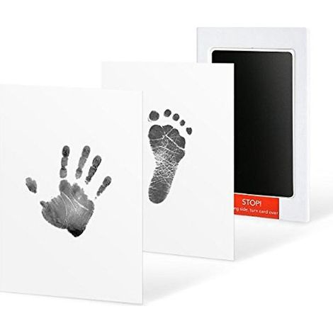 Baby Handprint Footprint Ink Kit Baby Clean Touch Ink Pad Milestone Keepsake with Frame Rope Clip fo