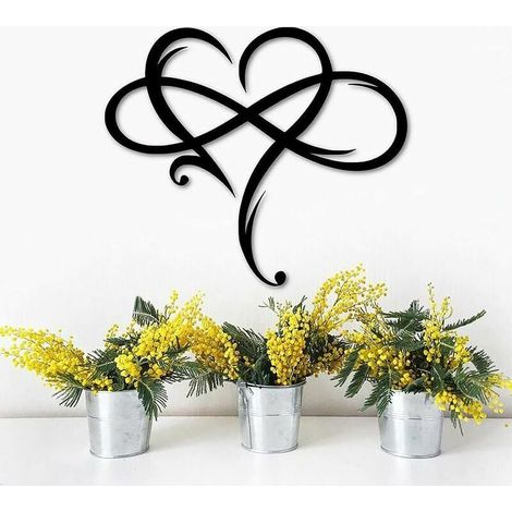 Decoración Murale Coeur Infini Art Mural en Métal, Cadeau de Décoration d'Art en Fer, Escultura Murale d'Amour Éternel pour Le Salon de La Chambre À Coucher À La Maison (1/5)