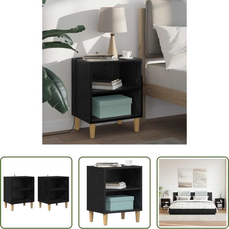 Rangement chambre - Armoire de lit 2 pcs Chêne noir 40 x 30 x 50 cm (1/5)