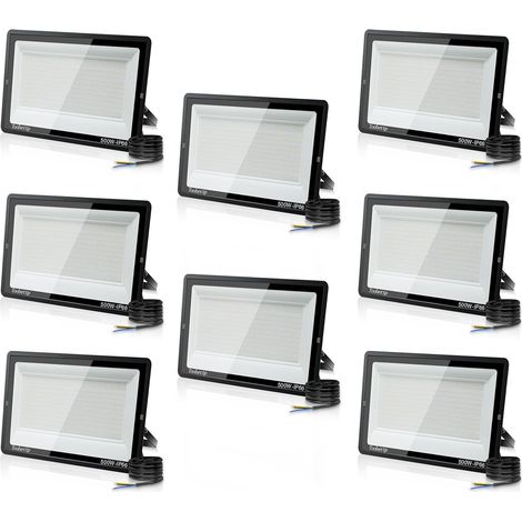 8PCS 500W Projecteur LED Extérieur, Spot LED Exterieur 50000LM Super Lumineux 6500K Blanc Froid Éclairage de Sécurité Extérieur IP66 Imperméable pour Garage Jardin Terrasse Parking (1/5)