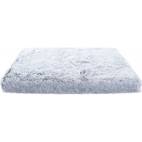 Coussin carré en peluche gris et blanc 40 x 30 x 5 cm pour chien et chat, coussin doux en peluche pour chien et chat, couchage profond, 1 pièce (1/5)