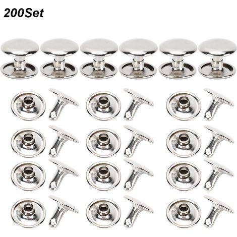 200 jeux de rivets à double tête ronde, boucles en forme de T, clous à double tête en forme de champignon, argent 1210MM. (1/5)