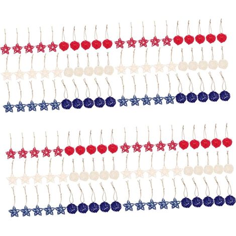 4 Ensembles Pendentif Boule en Rotin Paniers en Osier Pièce Maîtresse Quatre Pattes Jour De L'indépendance Décor De Boule Patriotique Guirlande Décorations Rotin Naturel Indonésien (1/5)