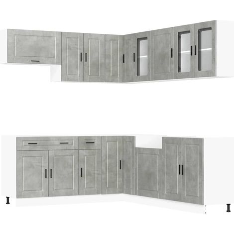 Maison Exclusive - Mueble cocina Porto gris hormigón 11 pzas made (1/5)