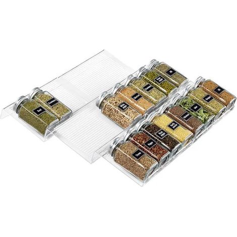 Organisateur Pour Tiroir - Support Epices Cuisine - 3 Niveaux Extensible 20 cm À 40 cm - Rangement Grande Capacité