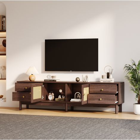 Mueble TV salón con ratán y cajones para 80 pulgadas HAVRYA (1/5)