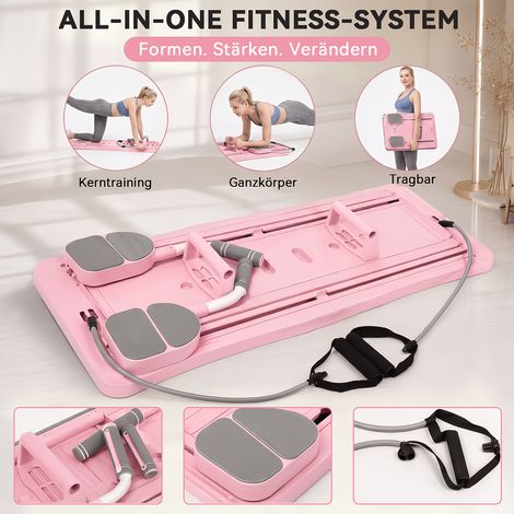 Appareil de Pilates Pliable et Portable Rose pour la Mise en Forme du Corps, Idéal pour l'Entraînement de Force à Domicile, Ensemble de Salle de Sport Multifonctionnel,