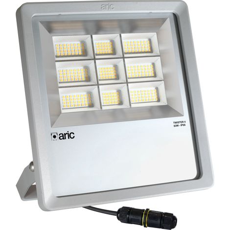 PROJECTEUR TWISTER 4 gris 83W 3000K IP66 IK08 12870lm 90° 50000h ARIC 51664 (1/3)