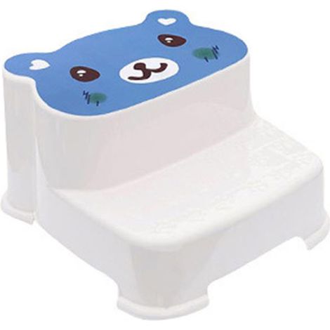 Tabouret double antidérapant pour bébé - Haute résistance, grande capacité - Idéal salle de bain et cuisine - Bleu océan (1/5)