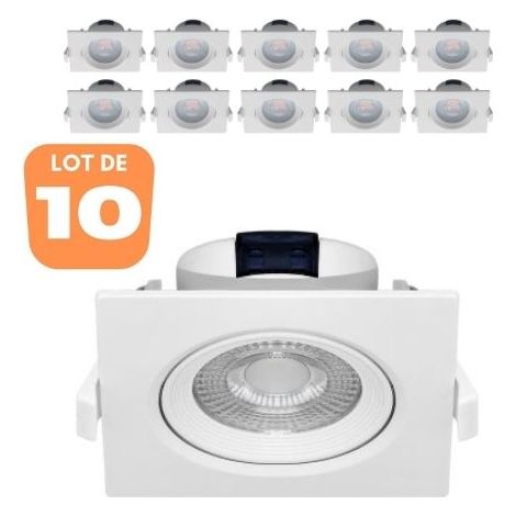 Lot de 10 Spots LED encastrables carré blanc 5W IP20 4000K (1/5)
