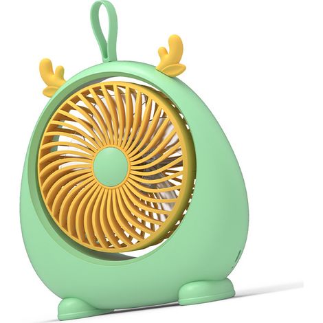 Ventilateur de bureau USB en PP, mini ventilateur de table silencieux et portable avec deux vitesses de ventilation, idéal pour la maison. Vert et compact. (1/5)