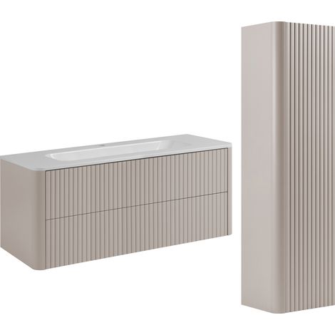 Set di mobili da bagno, 2 cassetti, chiusura ammortizzata, Cashmere, 120,3 x 43,7 x 48,4 cm (1/5)
