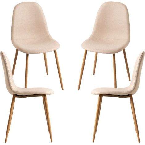 Packs Sillas Comedor - Pack 4 Sillas Teok Tela - Beige (1/5)