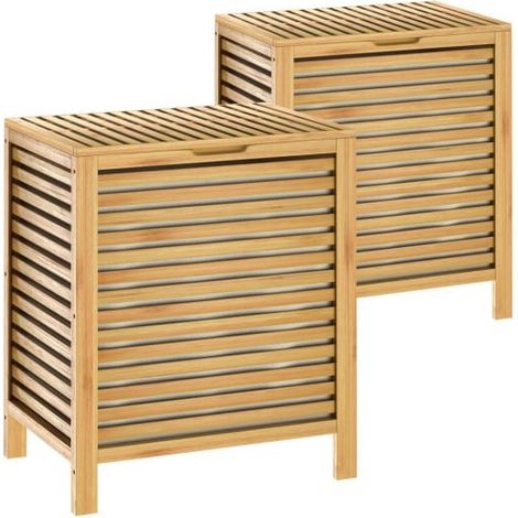 Lot de 2 Paniers à Linge coffre Meuble Bambou, 61 cm de haut et 62 litres environ (1/5)