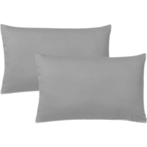 KLULK Set 2 Federe Per Cuscini Per Bambini 40x60 Cm,In Puro Cotone 100% Fibra Naturale In Tinta Unita Grigio Made In Italy