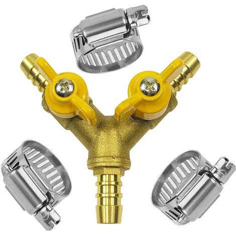 Robinet à tournant sphérique de Tuyau 3/8" raccord en Laiton en Forme de Y 2 Interrupteur connecteur à 3 Voies (pour Tuyau ID 10mm-11mm) Lefou (1/5)