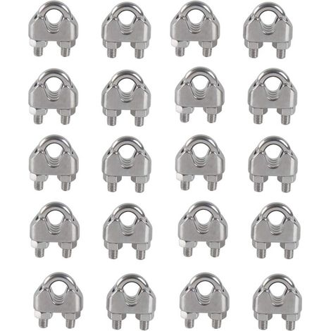 M4 Kabelbinder, U-Clip, Bolzen, Kabelklemme, 304 Edelstahl, Kabelklemme, Sattel, Drahtseilklemmen für Outdoor-Wäscheständer, 20 Stück - Crezuo
