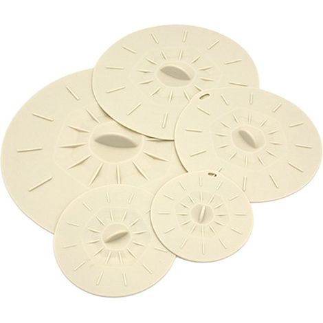 Coperchi in silicone per ciotole - Set di 5 coperchi riutilizzabili con ventosa - Coperchi per alimenti - Morbidi e resistenti al calore - pentole - piatti - e barattoli (1/5)