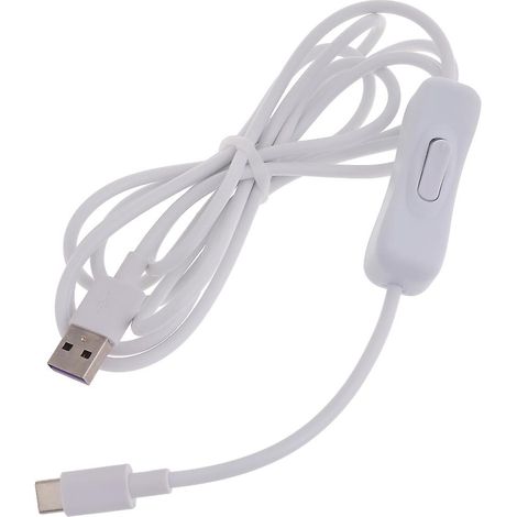 Câble USB Type-C blanc haute vitesse avec interrupteur marche/arrêt pour téléphones et tablettes (1/5)