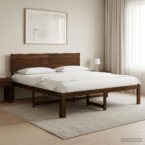 Cama doble con cabecero ROSTOCK Marrón Oscuro 180 x 200 cm (1/5)