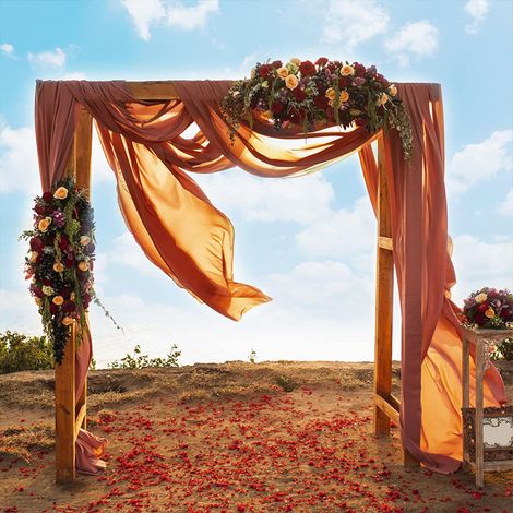 Rideaux d'arc de mariage, 1 pièce de rideau de fond caramel de 20 pieds, rideaux décoratifs d'arc de mariage, décoration de fête de mariage (1/4)