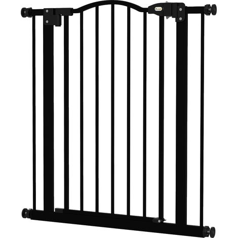 Metal 7480cm Adjustable Pet Gate Safety Barrier w/ AutoClose Door Black (1/5)