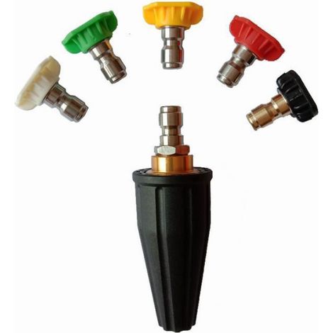 Buse Turbo Rotative - Pour Nettoyeur Haute Pression - 5 Embouts de Pulvérisation - Compatible Tous Modèles Standard - Lot de 1 (1/4)