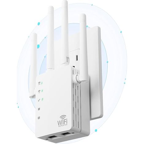 WiFi Extenders Signal Booster with Dual Band 5GHz/2.4GHz, Long Range Up to 13888 sq. ft & 150+ Devices, Internet Extender WiFi Booster (1/5)