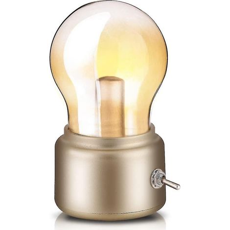 Lampe de chevet rétro à ampoule, veilleuse LED rechargeable USB, mini lampe de chevet élégante, lampe de bureau pour bébé (1/5)