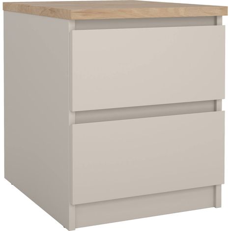 Dmora - Comodino Patrica, comò basso con 2 cassetti, tavolino da notte elegante e funzionale, 40x50 h50 cm, Beige