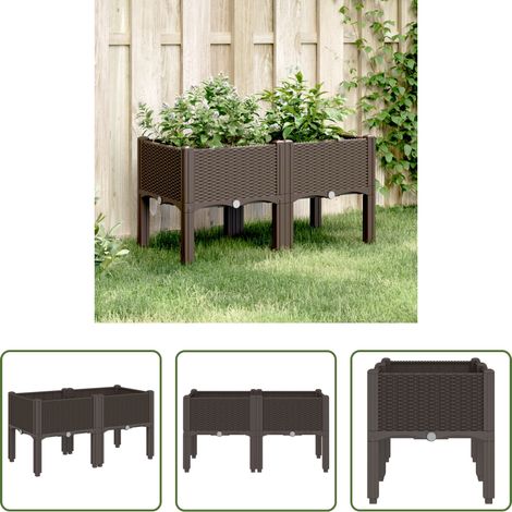 Gartenmöbel - Pflanzkasten mit Beinen Braun 80x40x42 cm PP (1/5)