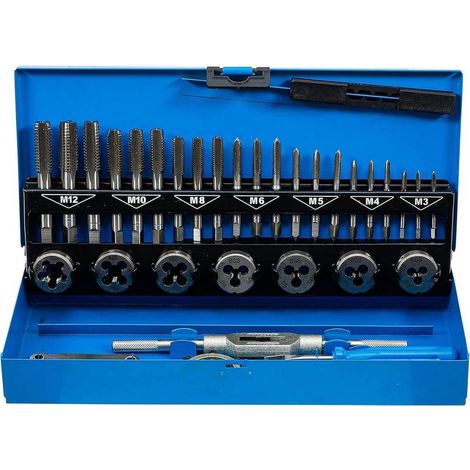 Jeu de Tarauds M3-M12 32 pcs - Acier, Précision et Durabilité, Pro - D-Work