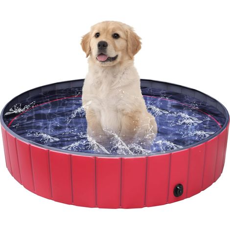 Piscine pour chiens, pataugeoire pour animaux de compagnie, pliable, avec valve de vidange, convient aux chiens, aux animaux de compagnie, aux chiots et aux enfants, baignoire antidérapante en PVC, 12 (1/5)