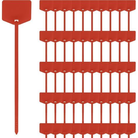 Lot de 50 étiquettes d'expédition en plastique, 120mm/4.78in étiquettes imperméables inscriptibles avec sangle d'étanchéité (1/5)