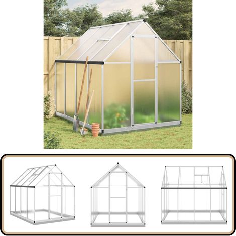 Serre avec cadre de base argenté 224x169x202 cm aluminium - Serre De Jardin - Serre Aluminium - Abri Jardin - Protection Plante - Greenhouse
