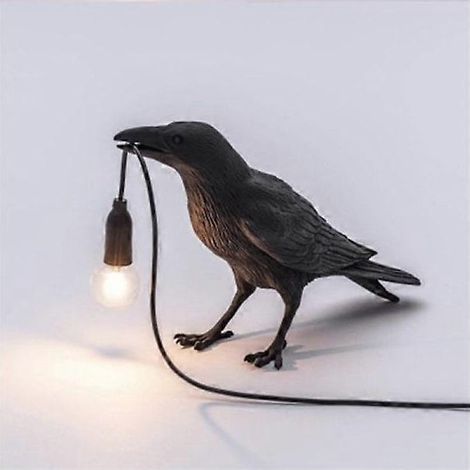 Lampe corbeau avec ampoule, lampe en forme d'oiseau, décoration gothique d'Halloween, compatible avec les tables de chevet et autres décorations. (1/5)