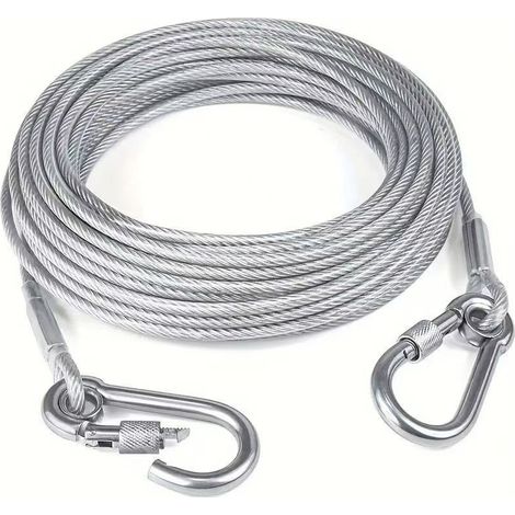 Laisse réfléchissante de 9 mètres, adaptée aux chiens pesant jusqu'à 113 kg, laisse en fil d'acier avec boucles de verrouillage doubles en acier inoxydable, légère et durable. (1/5)