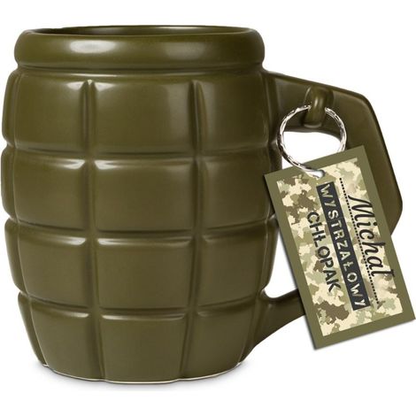 Tazza da tè e caffè XXL grande 790 ml blu navy con spilla verde