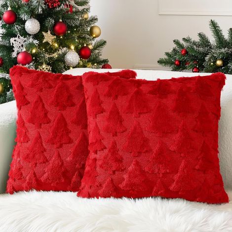 Zweiteiliges Weihnachtskissen-Set – 40 x 40 cm – Sofakissen – Weihnachtsdekoration für Wohn- oder Schlafzimmer, rot (1/5)