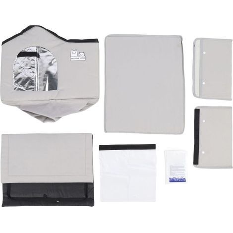 Maison rafraîchissante pour animaux de compagnie portable et amovible en feuille d'aluminium pour chiens et chats pour l'extérieur, le jardin et la cour-Chrom (1/4)