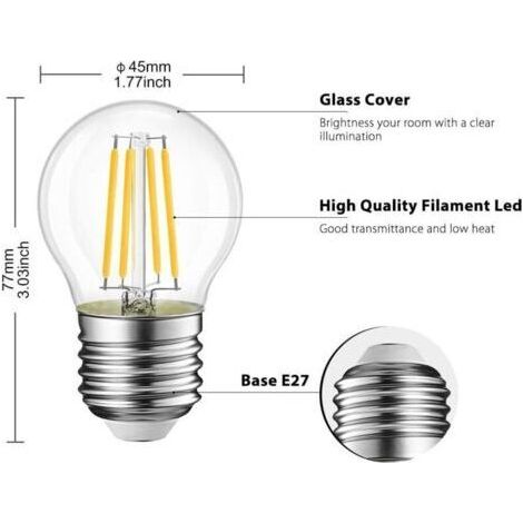 6W Ampoule LED Filament E27 G45, Equivalent à Ampoule Incandescence 60W, 806Lm 2700K Blanc Chaud, Ampoule Edison Vintage, Non Dimmable, Lot de 6 [Classe énergétique D] NPTERBL