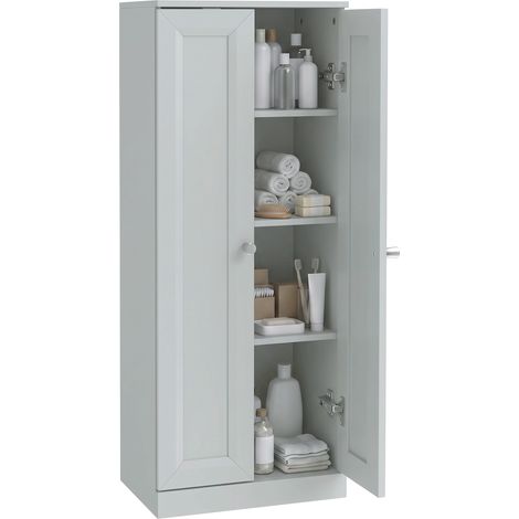 HOMCOM Narrow Bathroom Cabinet, Slim Storage Cabinet, Light Blue (1/5)