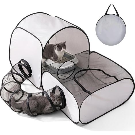 Enclos de jeu pour chat, parc pliable pour chat avec tunnel et sortie pour chien, enclos d'extérieur pliable, enclos portable pour animaux de compagnie, tente pour chat et chat, enclos d'extérieur (1/5)