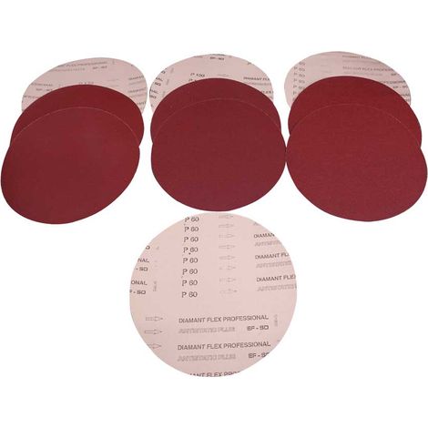 Set 10 dischi abrasivi in corindone 250mm gr 60/50/100/120