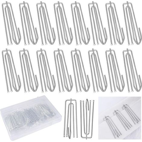 45 Pièces Crochets de Rideau en Acier Inoxydable avec 4 Dents,Crochet à Rideaux en Métal Réutilisable,Crochets de Rideau en Métal Accroche, Crochets en à Dents Profondes (1/5)