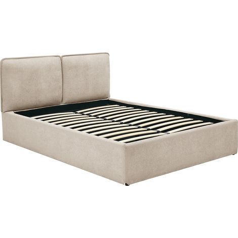 Lit coffre déhoussable 160 x 200 cm - Tissu - Beige - TENESE (1/5)