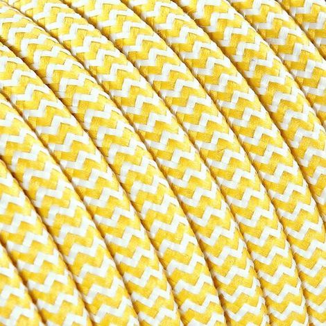 Fil Électrique Tissu Zébré  Blanc et Jaune 2x0,75mm² - Câble Électrique Textile de Qualité