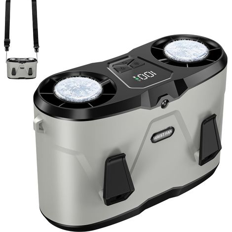 Ventilateur portable rechargeable 9000 mAh, double sortie d'air, ventilateur ceinture, ventilateur de climatiseur,159x98x69mm (1/5)