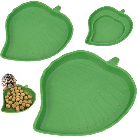 2PC Reptilien-Futternapf, Schildkrötenzubehör, Blatt-Reptiliennapffutter, Schildkrötenhaus-Trinknapf, Reptilien-Wassernapf für Schildkröten, Eidechsen, Hamster (1/5)